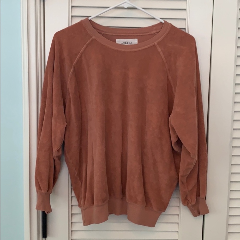 Salmon colored light weight sweatshirt